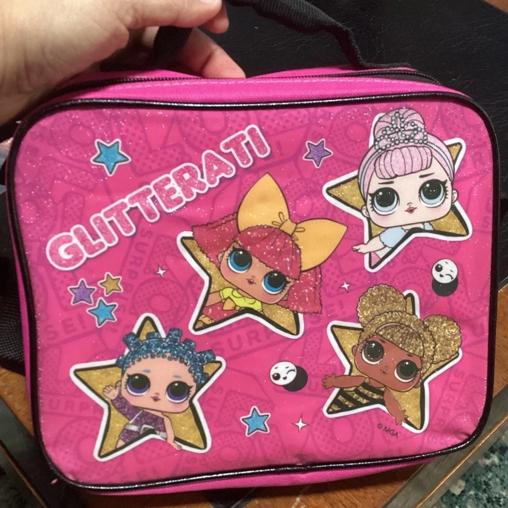 LOL Surprise Glitterati Lunch Box Kids Pink Insulated 5 dolls + accessories lot